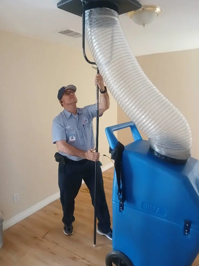Mini Split Installation technician using HEPA equipment in Aurora